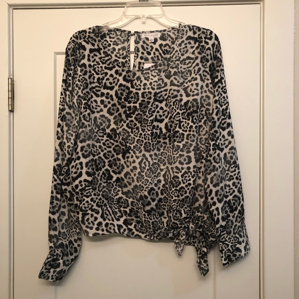 Leopard print long sleeve blouse NWT